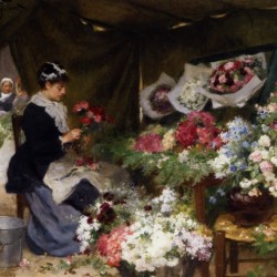 Flower Seller Making Bouquets